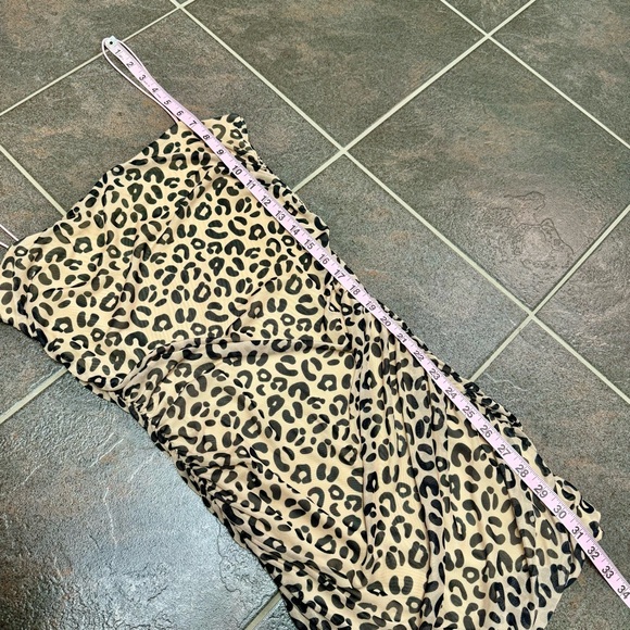 Sandy Liang Lily Leopard Print Sleeveless Ruched Mini Dress Bodycon 6 - Picture 13 of 15